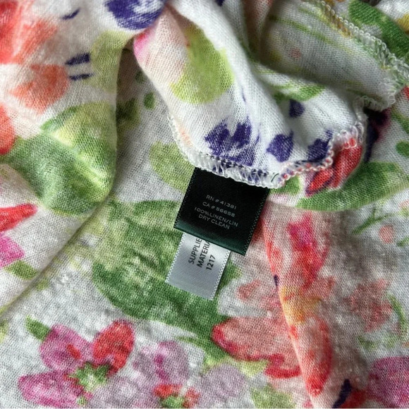 Ralph Lauren Pure Linen Floral Print Short Sleeve Blouse - Picture 10 of 14